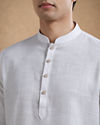 Manyavar Men White Cotton Short Kurta