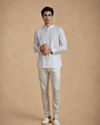 Manyavar Men White Cotton Short Kurta