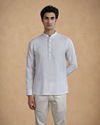 Manyavar Men White Cotton Short Kurta