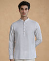 Manyavar Men White Cotton Short Kurta
