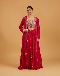 Mohey Women Rani Gota Patti And Mirror Work Long Indo Western