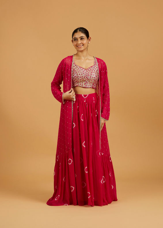 Mohey Women Rani Gota Patti And Mirror Work Long Indo Western