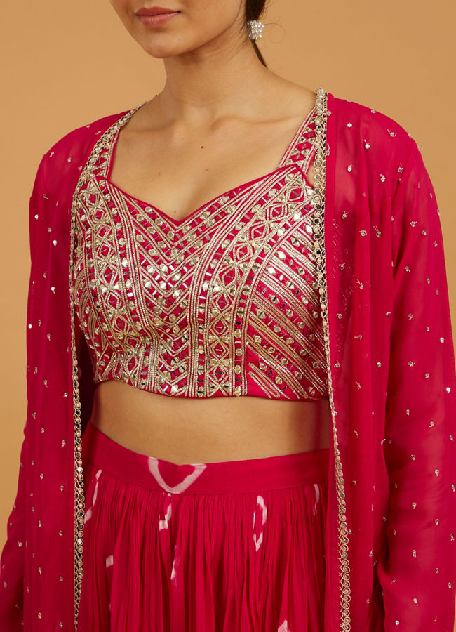 Mohey Women Rani Gota Patti And Mirror Work Long Indo Western
