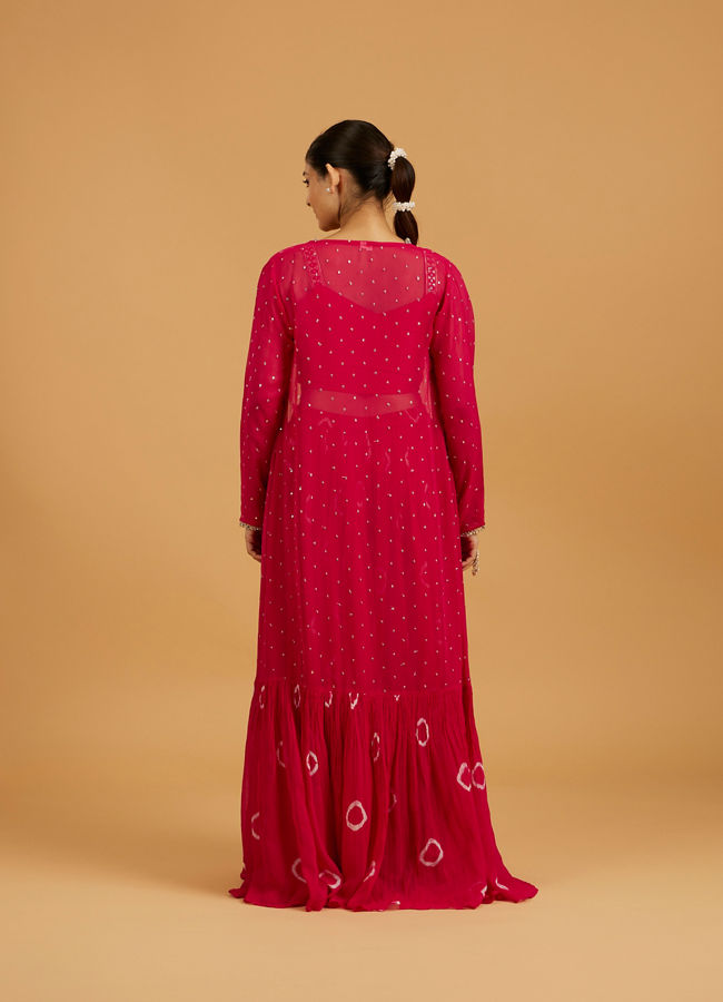 Mohey Women Rani Gota Patti And Mirror Work Long Indo Western