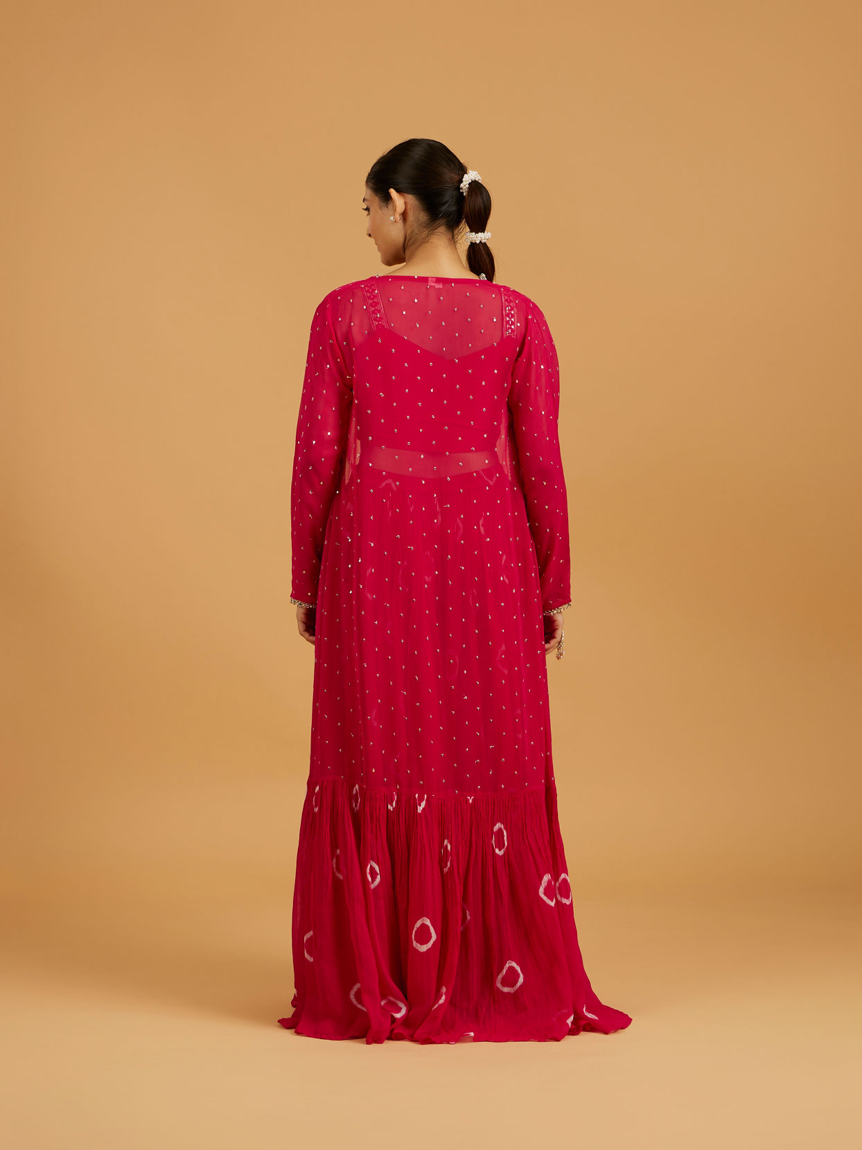Mohey Women Rani Gota Patti And Mirror Work Long Indo Western