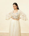 Mohey Women Warm Cream Floral Embroidered Long Indo Western