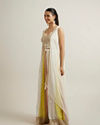 Mohey Women Cream Multi Coloured Sequinned Indo Western