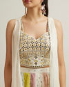 Mohey Women Cream Multi Coloured Sequinned Indo Western