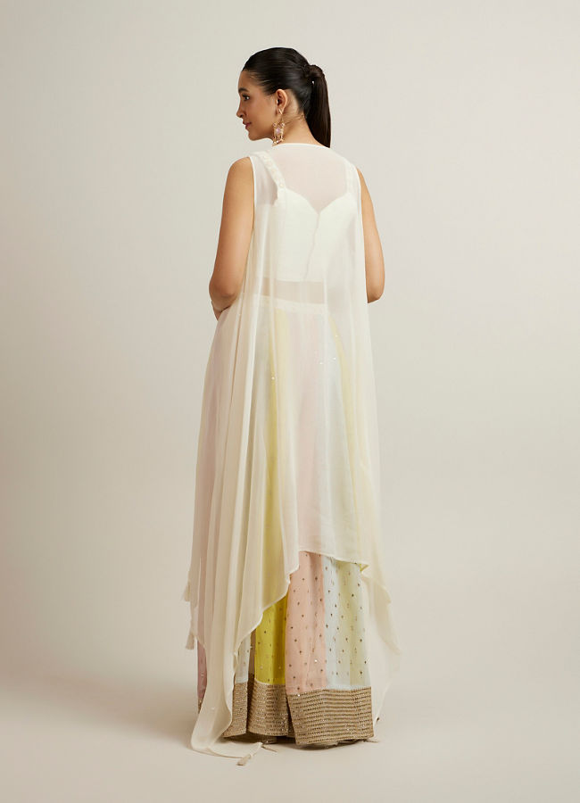 Mohey Women Cream Multi Coloured Sequinned Indo Western