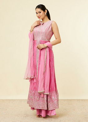 alt message - Mohey Women Pink Sequinned Palazzo Suit image number 3