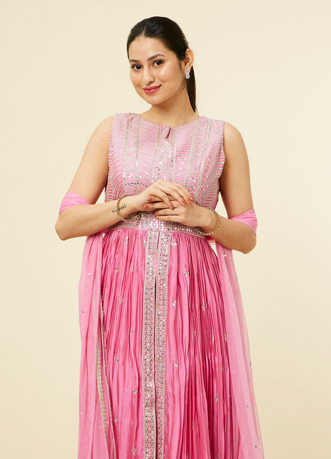 Mohey Women Pink Sequinned Anarkali Suit