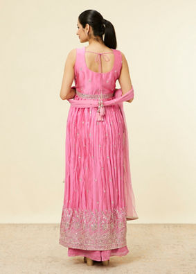 alt message - Mohey Women Pink Sequinned Palazzo Suit image number 4