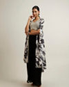 Mohey Women Black Botanical Printed Sequined Indo Western