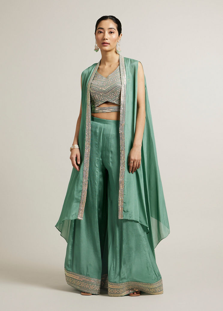 Green Indo Western Dress | Designer Collection | Mohey
