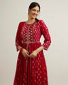 Mohey Women Rani Pink Floral Buta Patterned Anarkali Suit