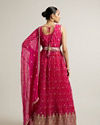Mohey Women Rani Pink Bandhani Anarkali Suit with Gota Patti Work