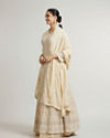 Mohey Women Dark Cream Leaf & Linear Patterned Anarkali Suit with Sequin Work