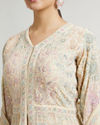 Mohey Women Dark Cream Leaf & Linear Patterned Anarkali Suit with Sequin Work