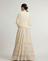 Mohey Women Dark Cream Leaf & Linear Patterned Anarkali Suit with Sequin Work
