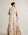 Mohey Women Soft Cream Floral Print Crop Top Lehenga with Mirror Work