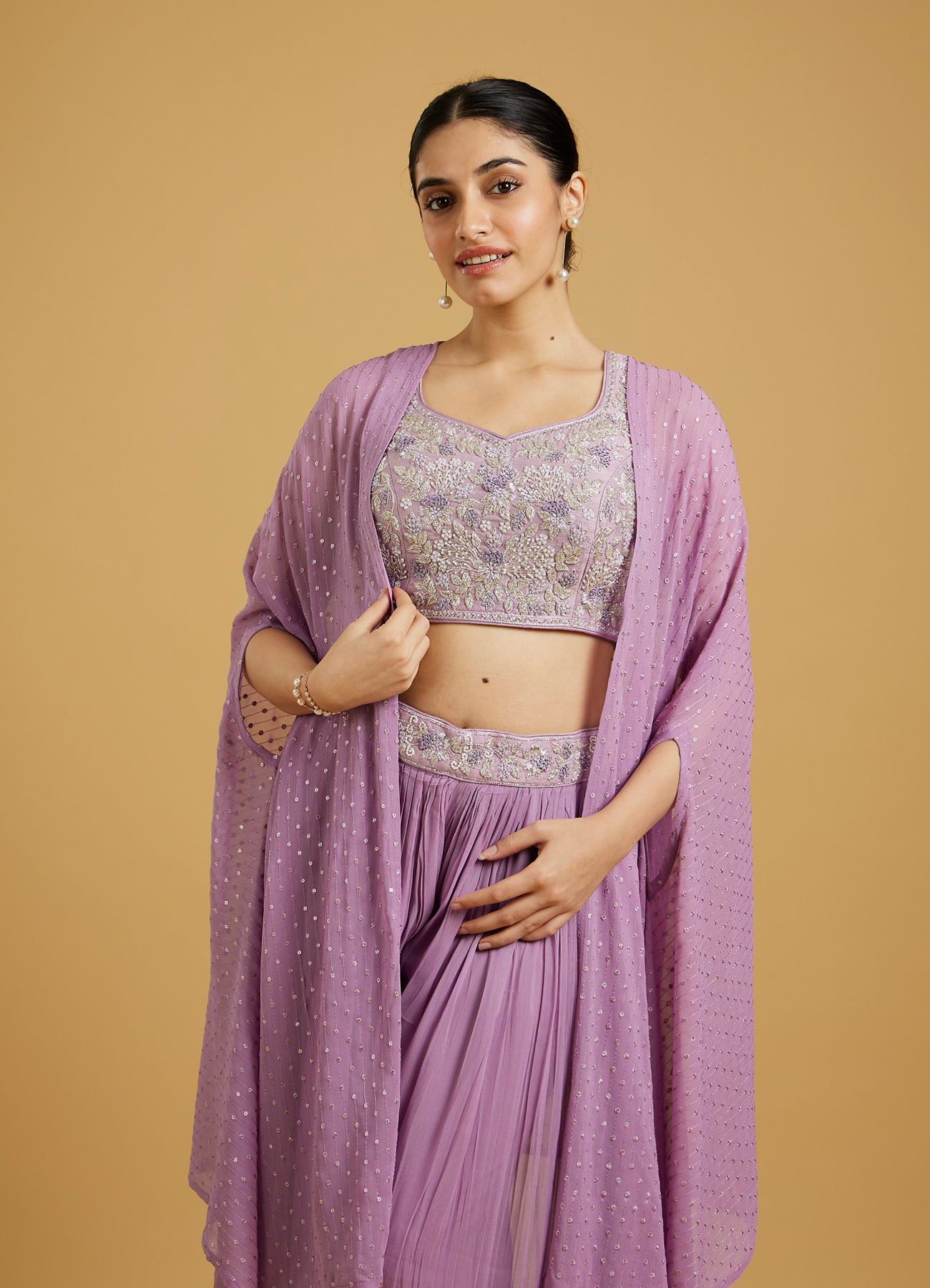 Mohey Women Regal Purple Georgette Indo Western