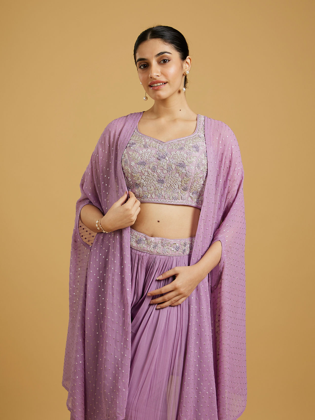 Mohey Women Regal Purple Georgette Indo Western