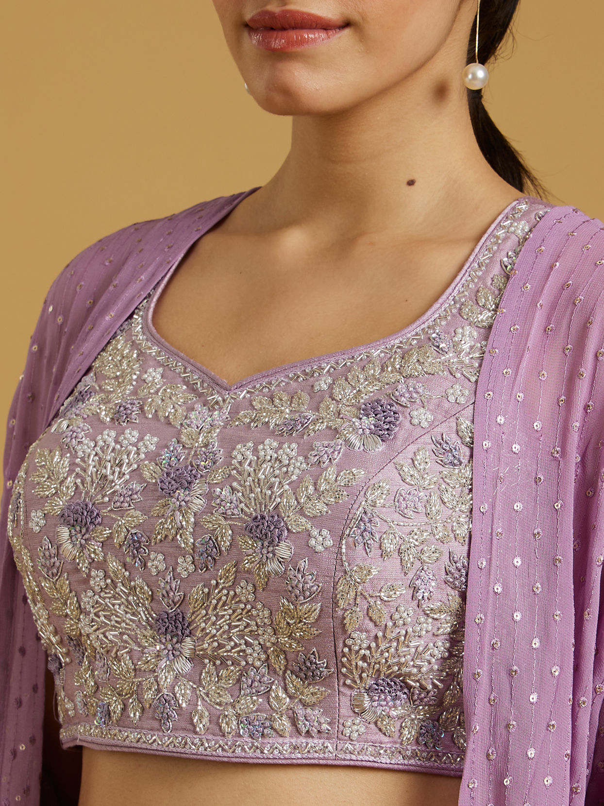 Mohey Women Regal Purple Georgette Indo Western