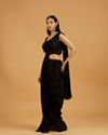 Mohey Women Black Georgette Stitched Suit Elegance