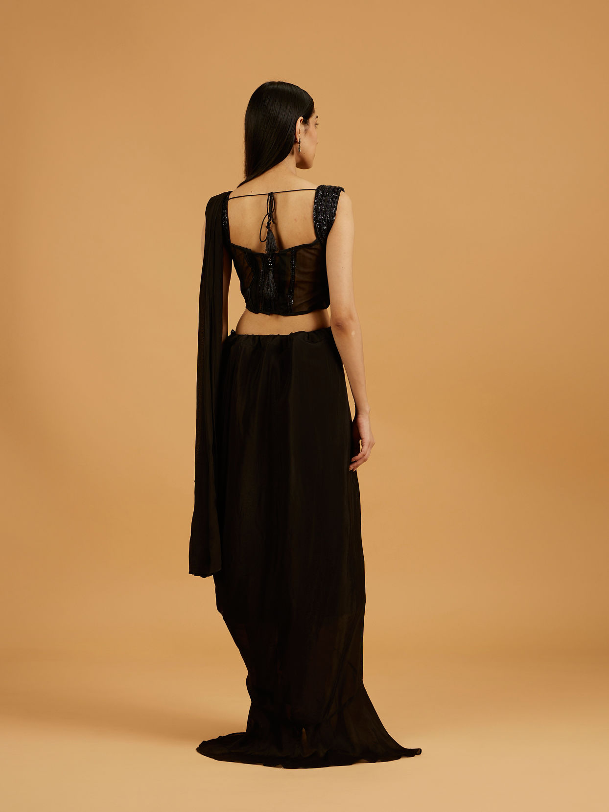 Mohey Women Black Georgette Stitched Suit Elegance