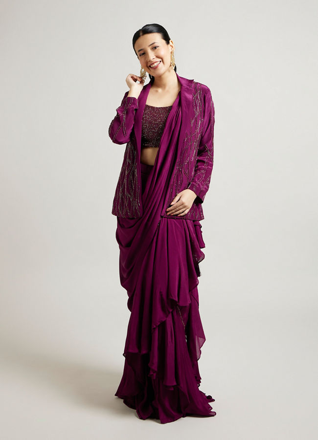 Mohey Women Wine Hued Elegance Indo Western