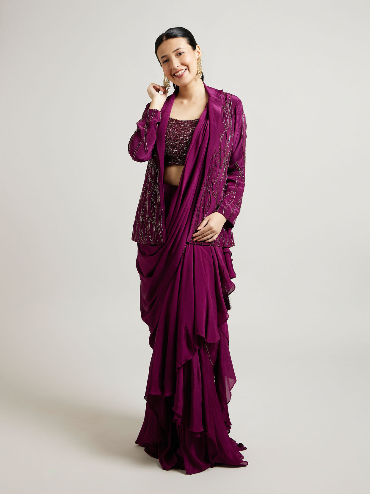 Mohey Women Wine Hued Elegance Indo Western