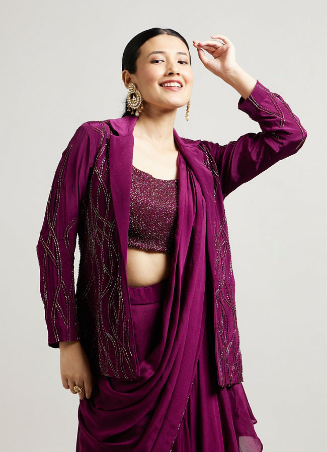 Mohey Women Wine Hued Elegance Indo Western