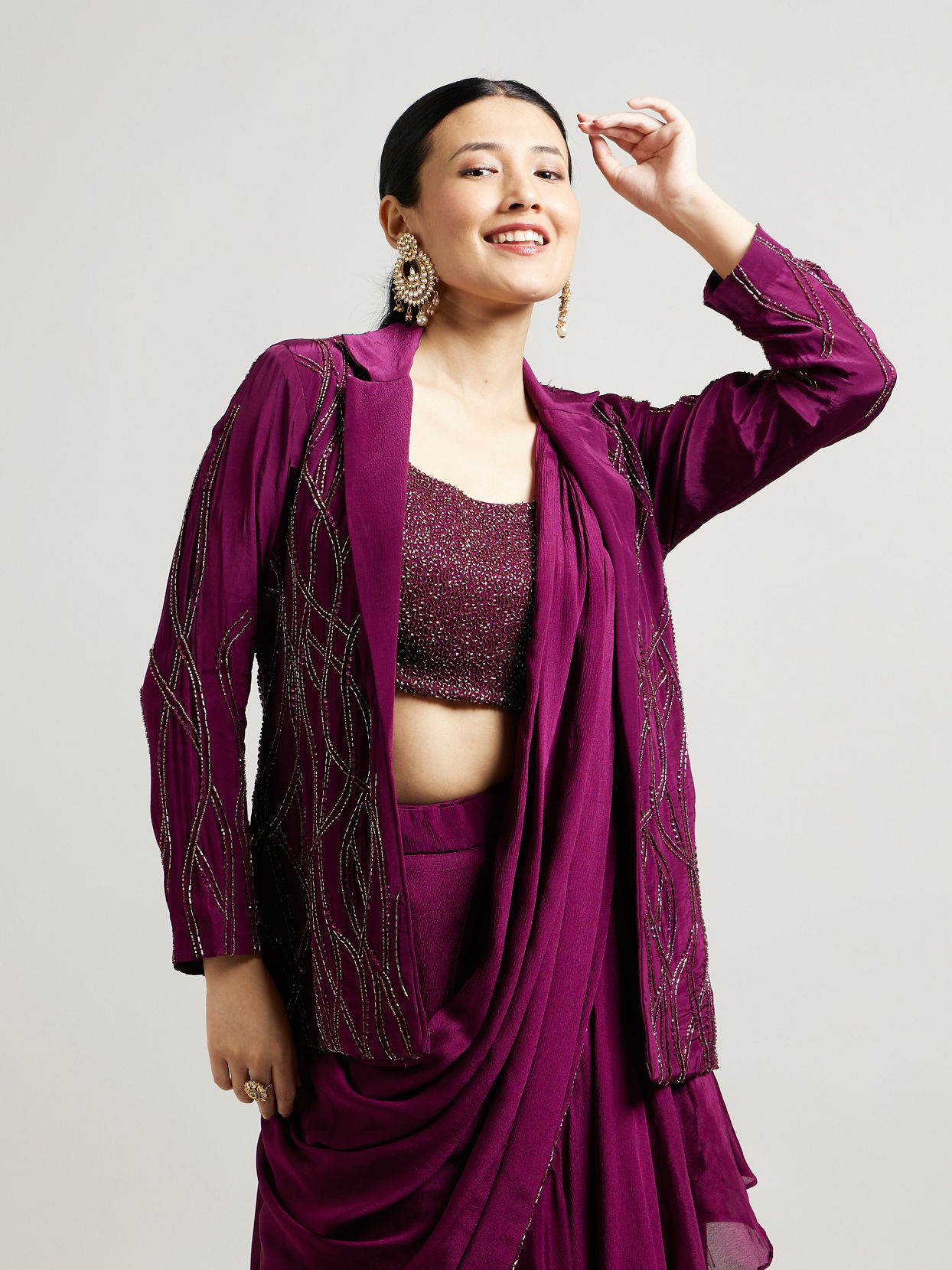 Mohey Women Wine Hued Elegance Indo Western