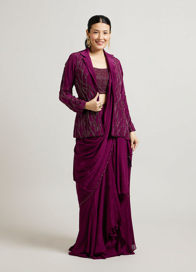 Mohey Women Wine Hued Elegance Indo Western