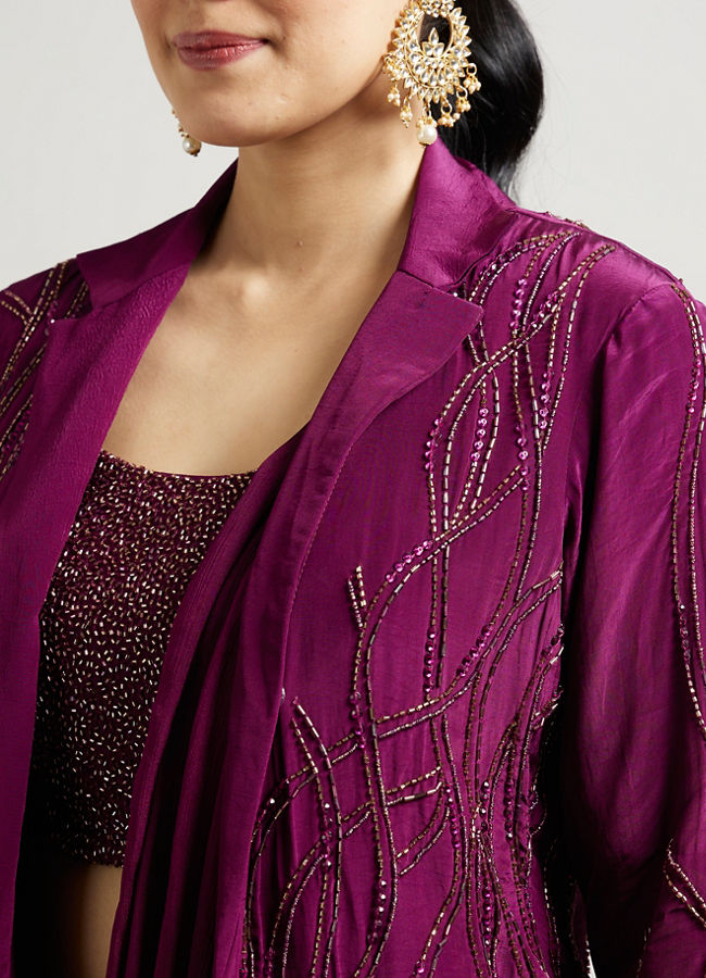 Mohey Women Wine Hued Elegance Indo Western