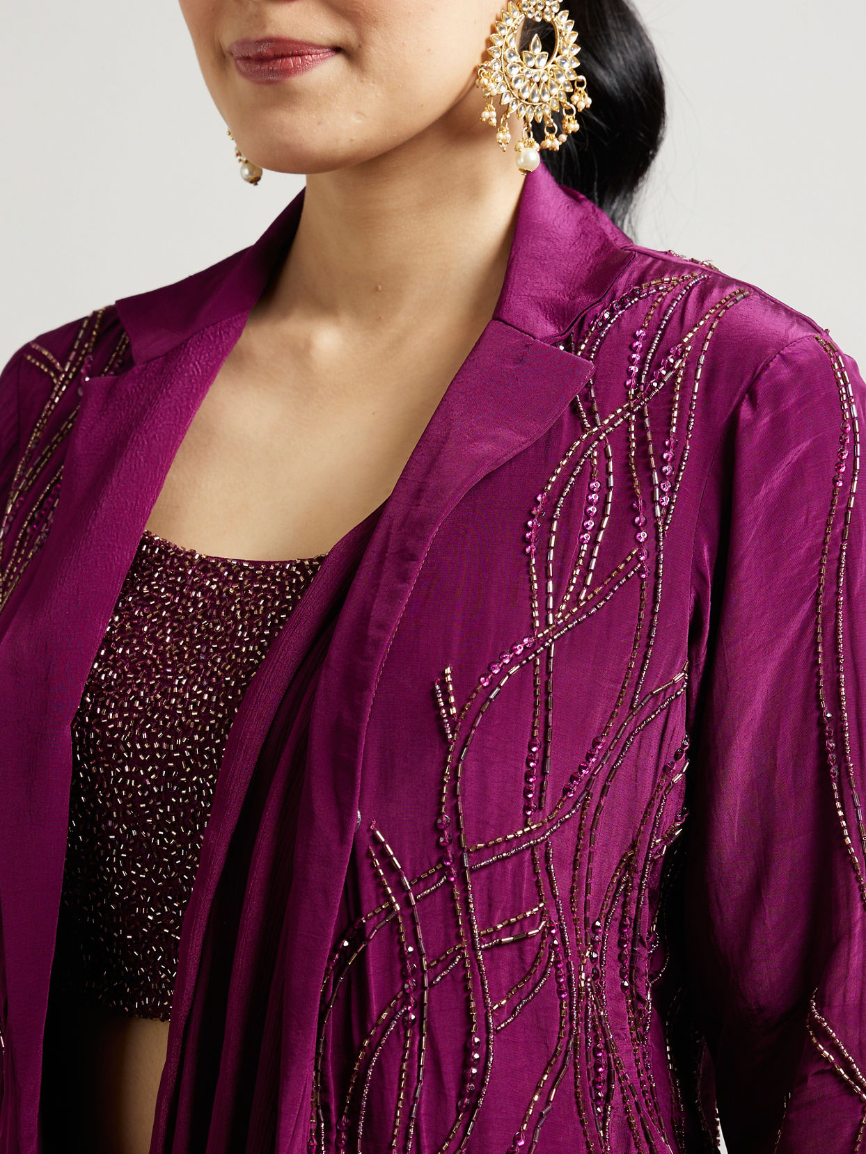 Mohey Women Wine Hued Elegance Indo Western