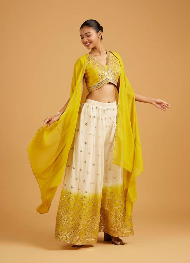 Mohey Women Embroidered Georgette Blouse and Palazzo Set