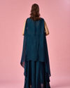 Mohey Women Blue Chinon Indo Western with Embroidery