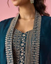 Mohey Women Blue Chinon Indo Western with Embroidery