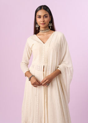 Mohey Women Regal Cream Georgette Anarkali Suit