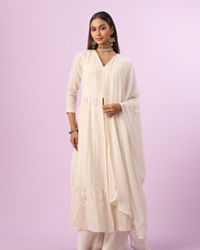 Mohey Women Regal Cream Georgette Anarkali Suit