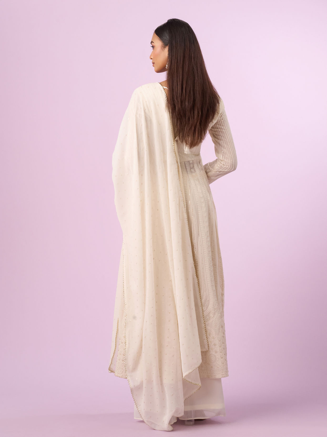 Mohey Women Regal Cream Georgette Anarkali Suit