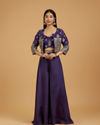 Mohey Women Purple Chinon Ensemble Indo Western