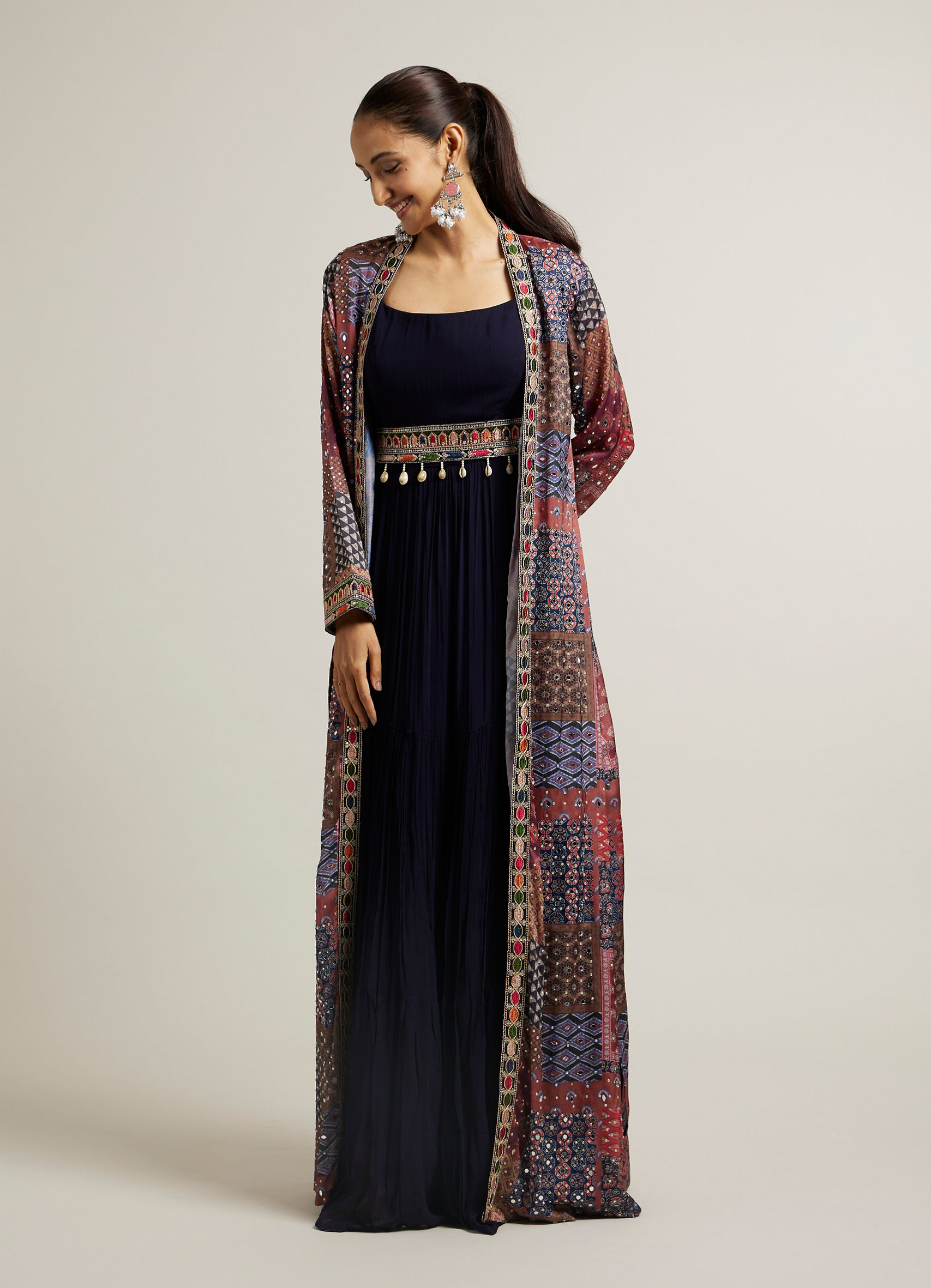 indo western sequin dress Light Grey Sequins Embroidered Tissue Indo-Western Gown  Rim Zim Fashion