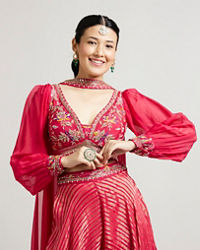 Mohey Women Rani Chinon Indo Western with Zari Work