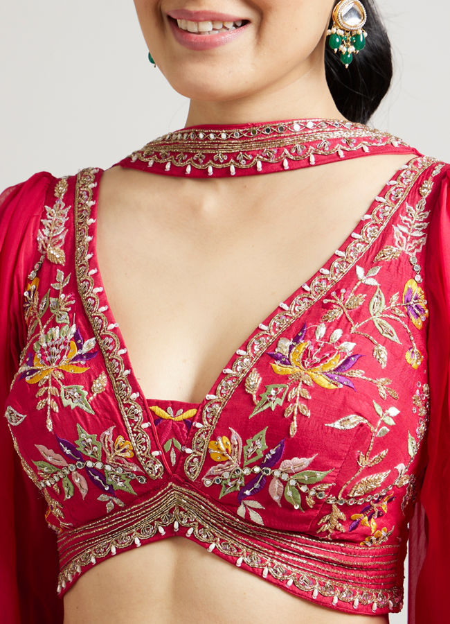Mohey Women Rani Chinon Indo Western with Zari Work