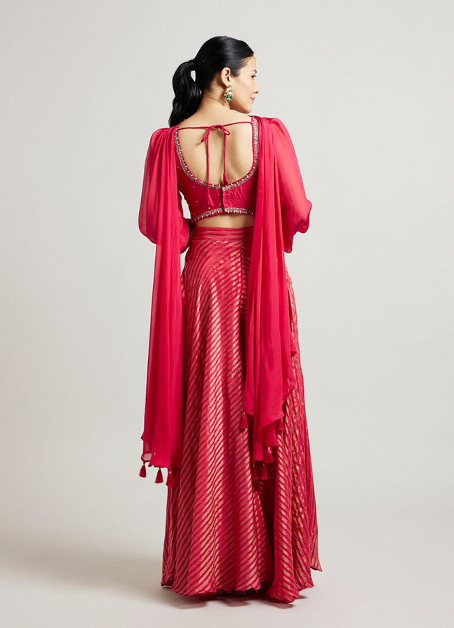Mohey Women Rani Chinon Indo Western with Zari Work