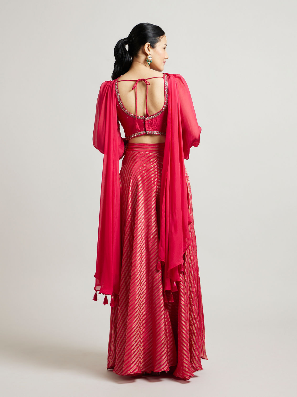 Mohey Women Rani Chinon Indo Western with Zari Work