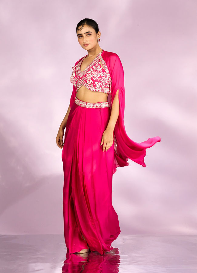 Mohey Women Enchanting Rani Pink Indo Western