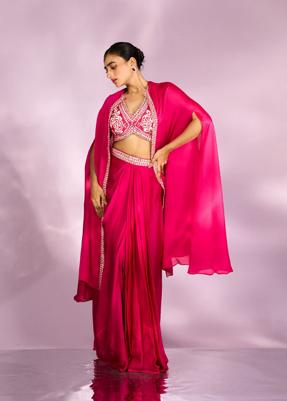 Mohey Women Enchanting Rani Pink Indo Western